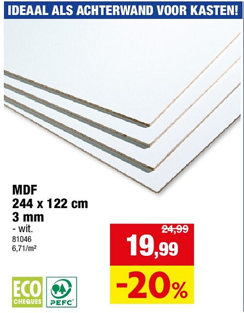 MDF 244 x 122 cm 3 mm