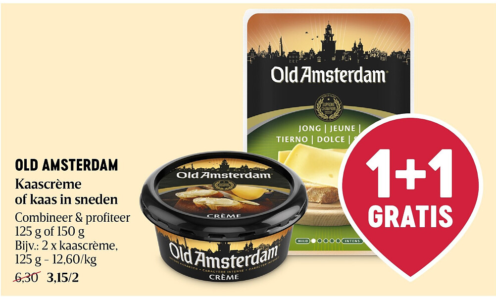 OLD AMSTERDAM Kaascrème of kaas in sneden