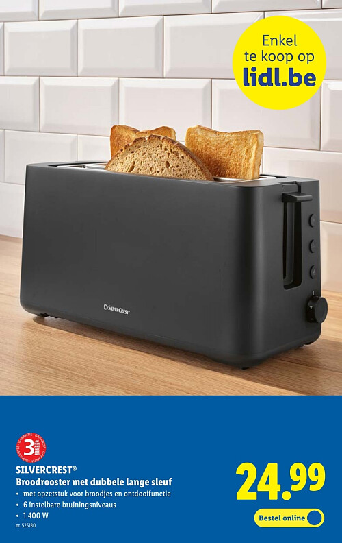 Broodrooster met dubbele lange sleuf