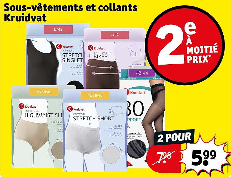 Sous-vêtements et collants Kruidvat 2 POUR