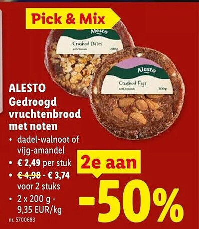 ALESTO Gedroogd vruchtenbrood met noten
