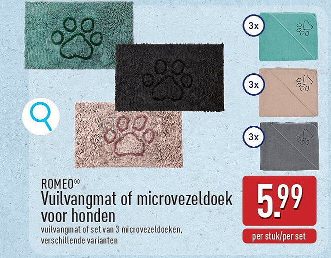 Vuilvangmat of microvezeldoek voor honden