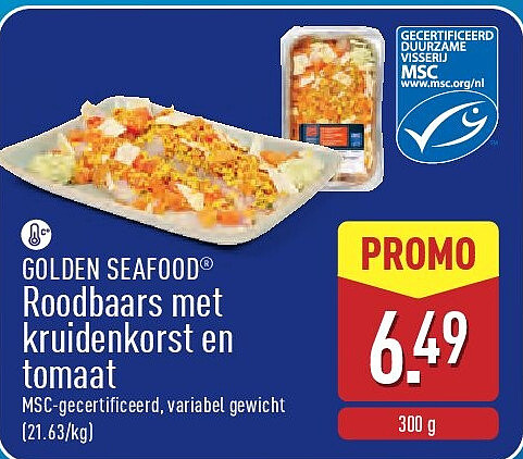 Roodbaars met kruidenkorst en tomaat