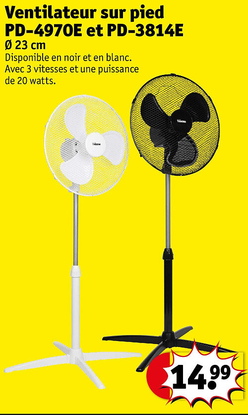 Ventilateur sur pied PD-4970E et PD-3814E Ø 23 cm
