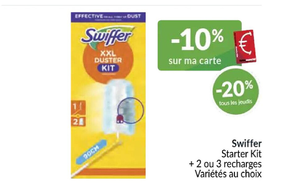 Swiffer Starter Kit + 2 ou 3 recharges