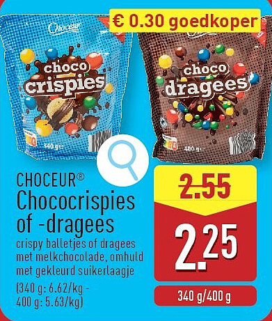 Chococrispies of -dragees