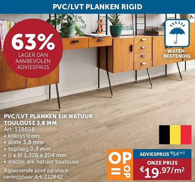 PVC/LVT PLANKEN EIK NATUUR TOULOUSE 3,8 MM