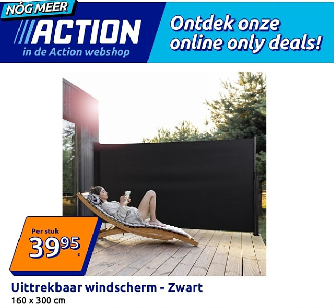 Uittrekbaar windscherm - Zwart