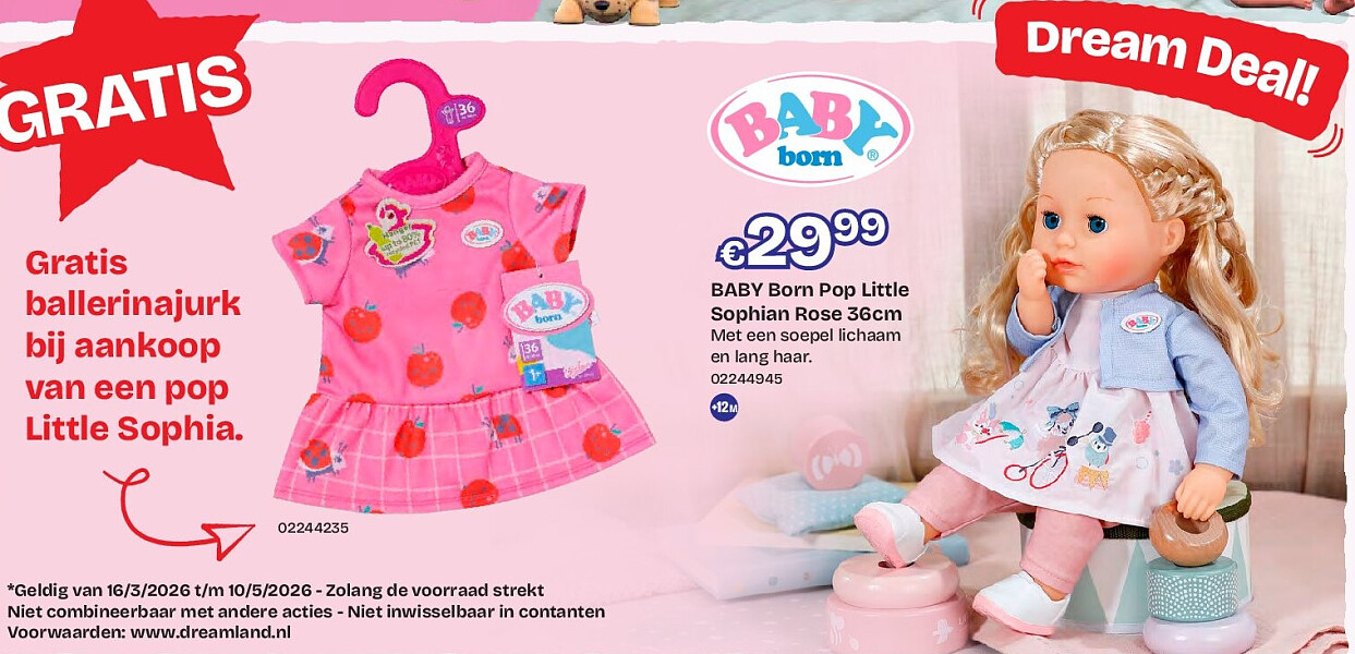 BABY Born Pop Little Sophian Rose 36cm