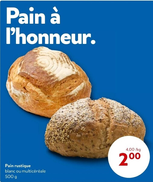 Pain rustique blanc ou multicéréale 500 g