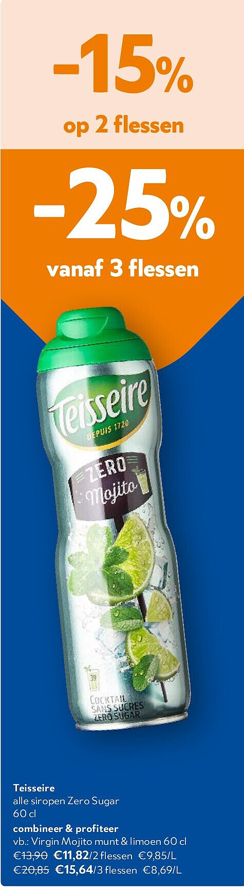 Teisseire Virgin Mojito munt & limoen 60 cl