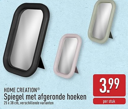 Spiegel met afgeronde hoeken