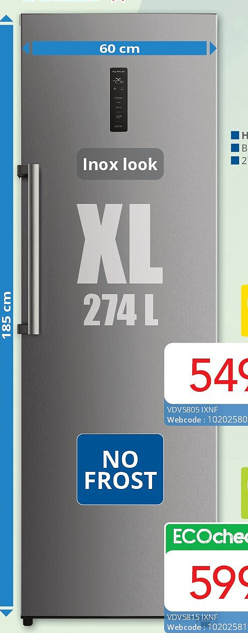 Diepvriezer VDV5815 IXNF 274 L