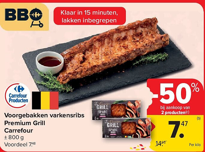 Voorgebakken varkensribs Premium Grill Carrefour