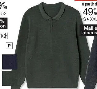 Pull Thermolactyl col polo en maille texturée