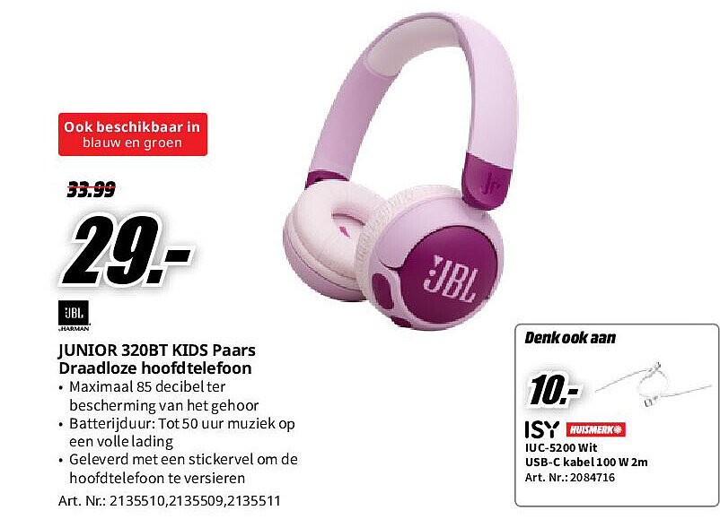 JUNIOR 320BT KIDS Paars Draadloze hoofdtelefoon