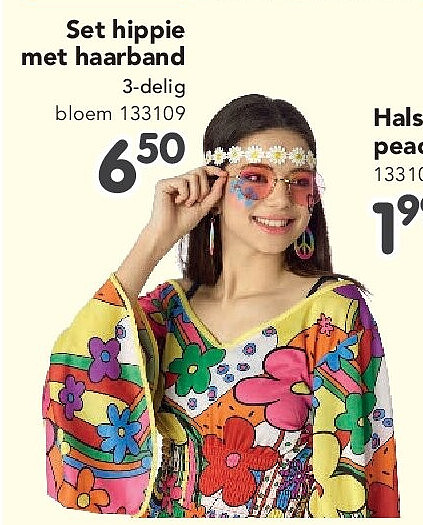 Set hippie met haarband 3-delig bloem