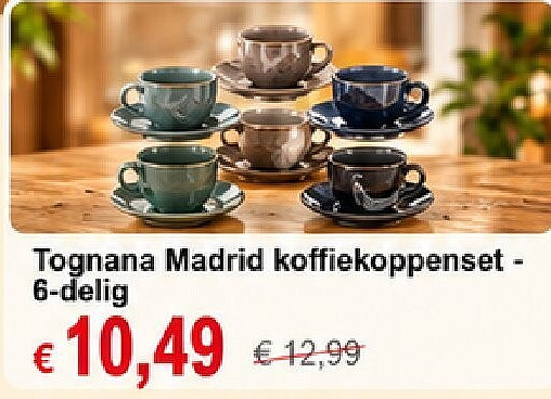 Tognana Madrid koffiekoppenset- 6-delig