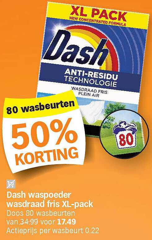 Dash waspoeder wasdraad fris XL-pack