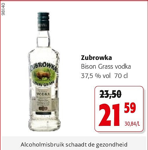 Zubrowka Bison Grass vodka 37,5 % vol 70 cl