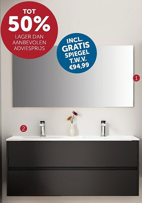 BADKAMERMEUBEL "VITO" ZWART [ 2 ] WASTAFELKAST