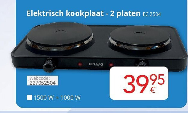 Friac Elektrisch kookplaat - 2 platen EC 2504