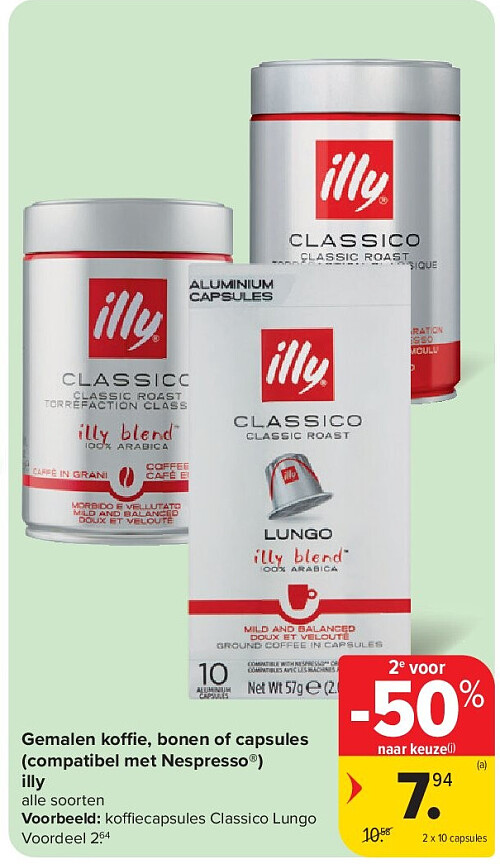 Gemalen ko e, bonen of capsules (compatibel met Nespresso®) illy