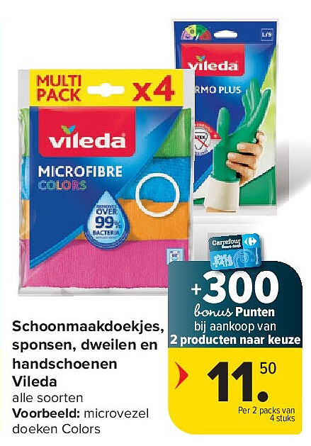 Schoonmaakdoekjes, sponsen, dweilen en handschoenen Vileda