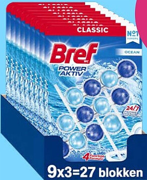 Bref Active Blue Ocean toiletblokken 9 x 3 = 27 stuks