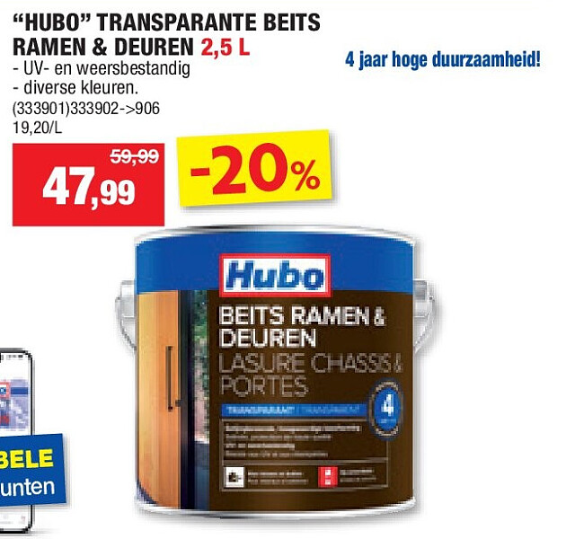 “HUBO” TRANSPARANTE BEITS RAMEN & DEUREN 2,5 L