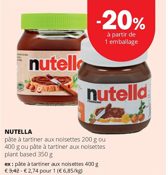 NUTELLA pâte à tartiner aux noisettes 400 g