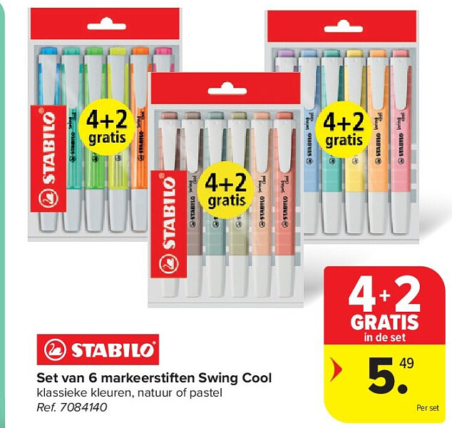 Set van 6 markeerstiften Swing Cool