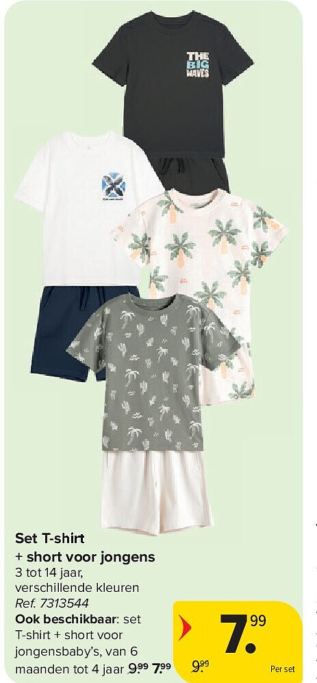Set T-shirt + short voor jongens
