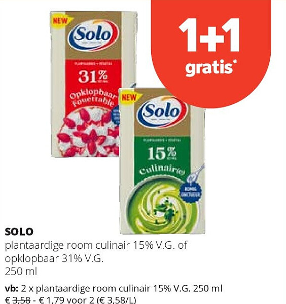 SOLO plantaardige room culinair 15% V.G.