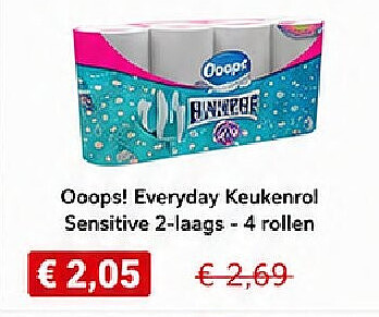 Ooops! Everyday Keukenrol Sensitive 2-laags - 4 rollen