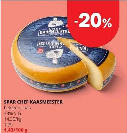 SPAR CHEF KAASMEESTER belegen kaas 33% V.G.