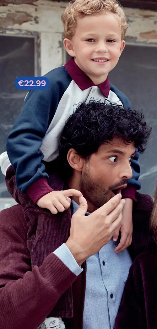Sweat polo gris clair/bleu/bordeaux avec smiley