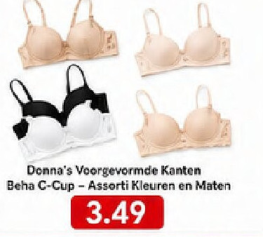 Donna's Voorgevormde Kanten Beha C-Cup -Assorti Kleuren en Maten