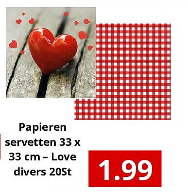 Papieren servetten 33 x 33 cm – Love divers 20St