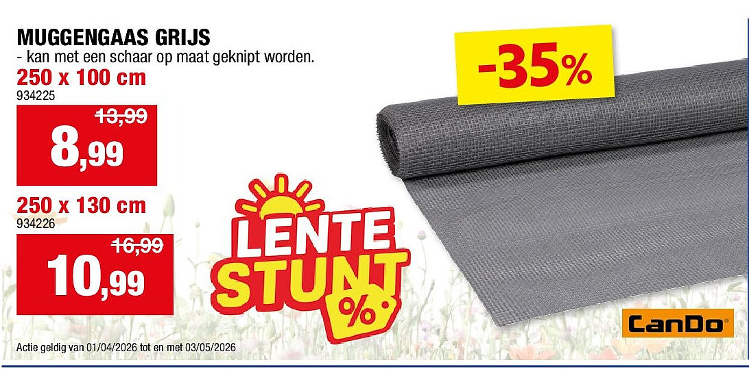 MUGGENGAAS GRIJS 250 x 100 cm