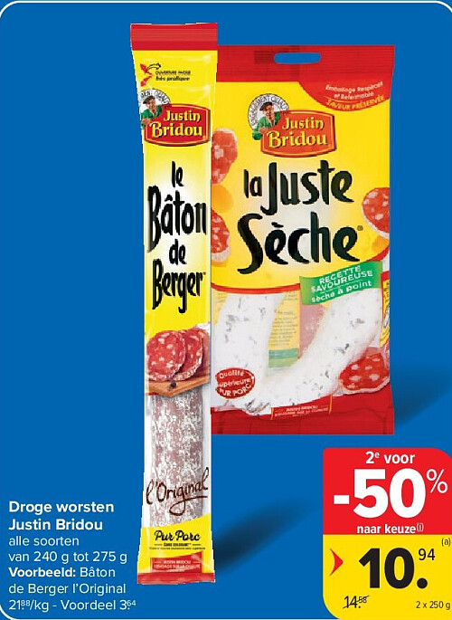 Droge worsten Justin Bridou