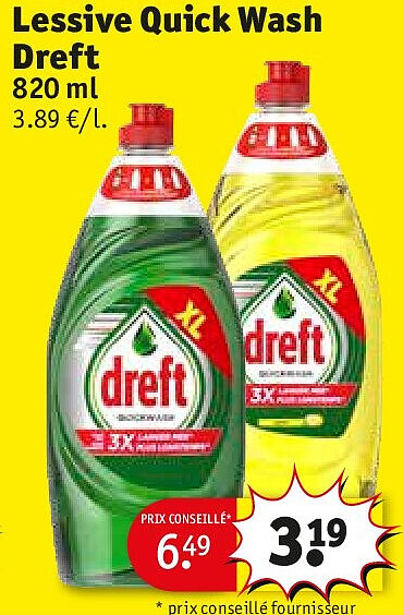 Lessive Quick Wash Dreft 820 ml