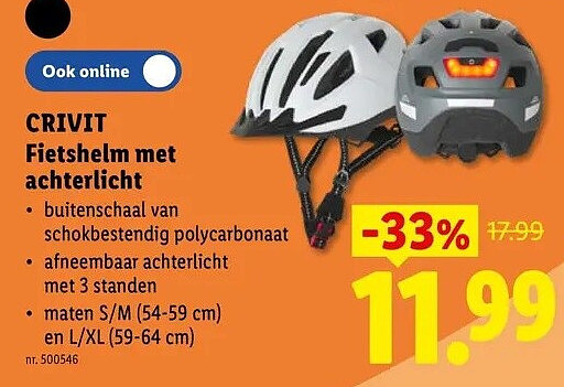 CRIVIT Fietshelm met achterlicht