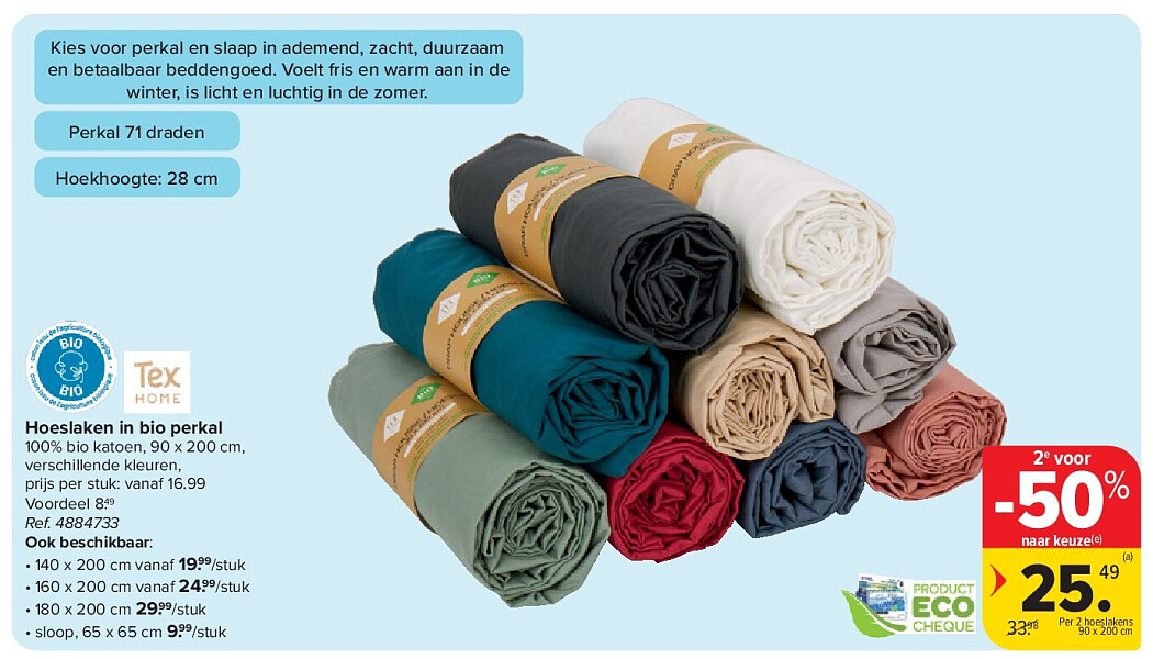 Hoeslaken in bio perkal