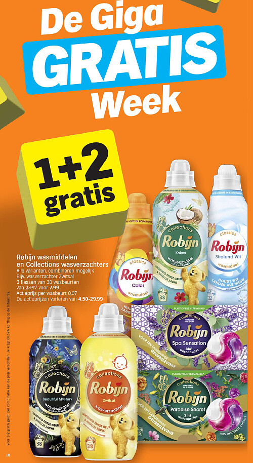 Robijn wasmiddelen en Collections wasverzachters