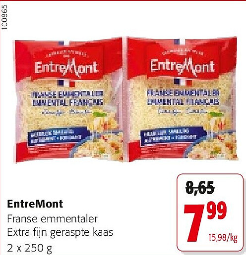 EntreMont Franse emmentaler Extra fijn geraspte kaas 2 x 250 g