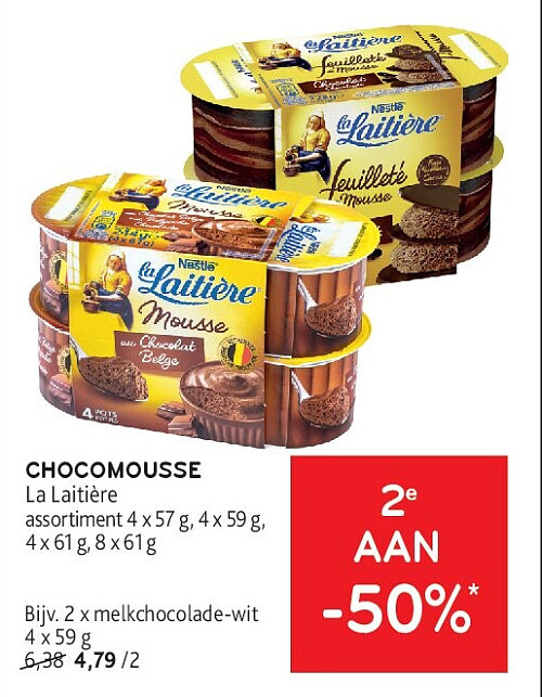 CHOCOMOUSSE melkchocolade-wit 4 x 59 g