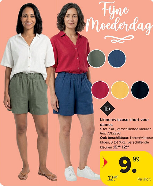 Linnen/viscose short voor dames