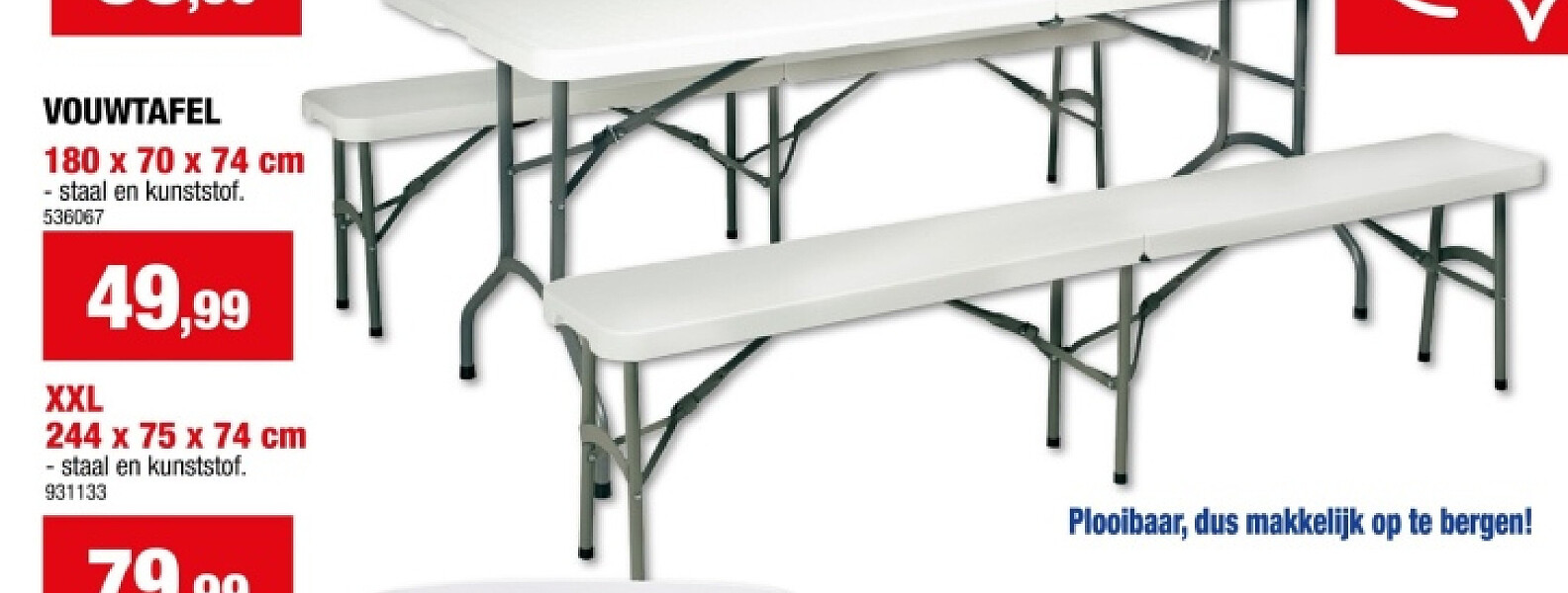 VOUWTAFEL 180 x 70 x 74 cm