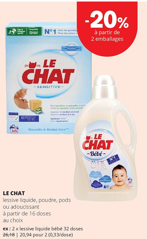 LE CHAT lessive liquide bébé 32 doses